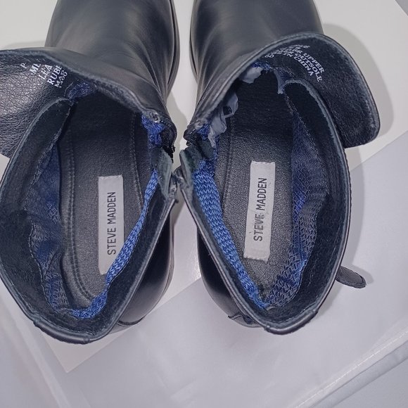 Steve Madden Black Leather Men's Zipper Ankle Boots size 9 - Picture 9 of 13